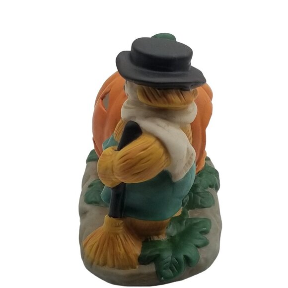 Vintage Halloween Candle Holder Jack O Lantern Scarecrow - Picture 3 of 10